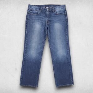 Lucky Brand Vintage Straight Jeans Men 34 Blue Short Inseam Faded Casual Retro